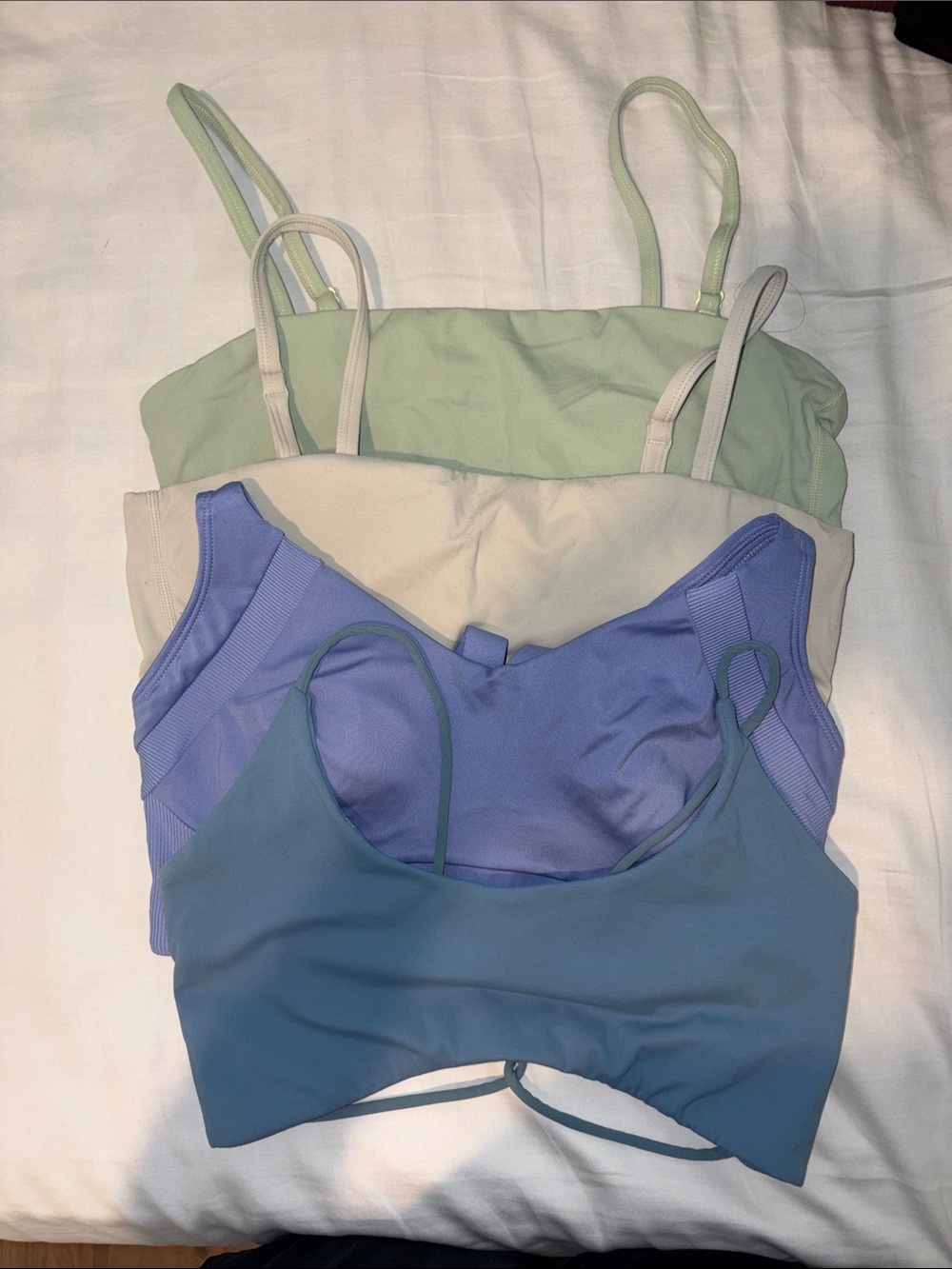 Everyday Seamless Bralette Pair - Green, Cream